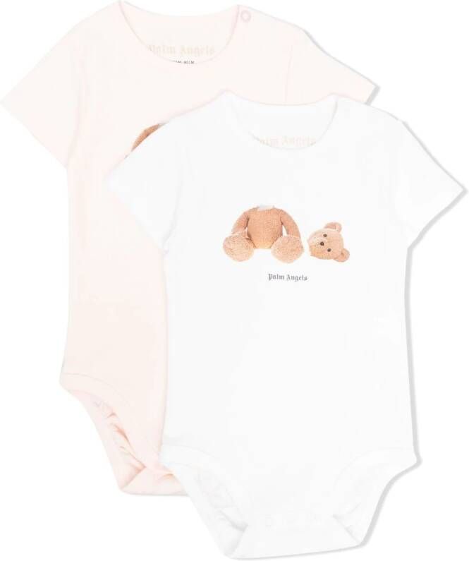 Palm Angels Kids Romper set met teddybeerprint Roze