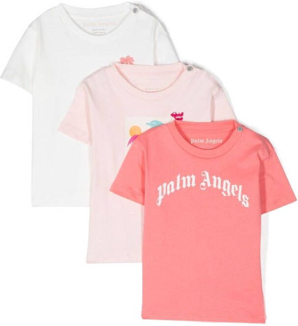 Palm Angels Kids Katoenen T-shirt Roze