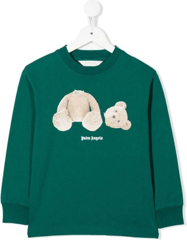 Palm Angels Kids Sweater met beerpatroon Groen