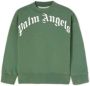 Palm Angels Kids Katoenen sweater met logo Groen - Thumbnail 1