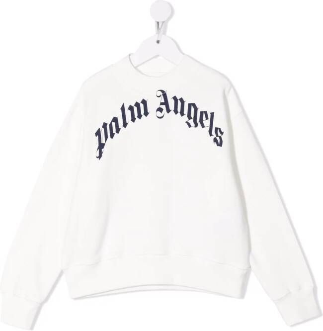 Palm Angels Kids Sweater met logoprint Wit