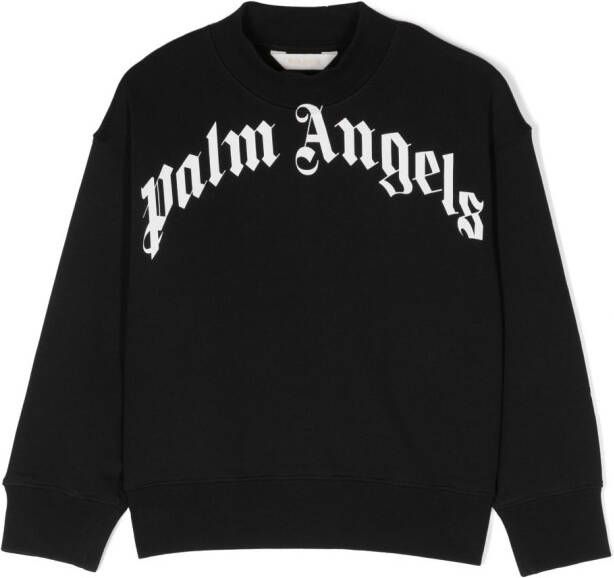 Palm Angels Kids Katoenen sweater met logo Zwart