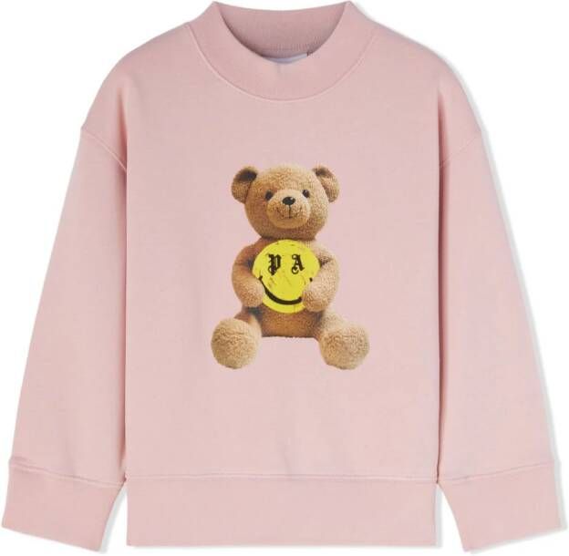 Palm Angels Kids Katoenen sweater met teddybeerprint Roze
