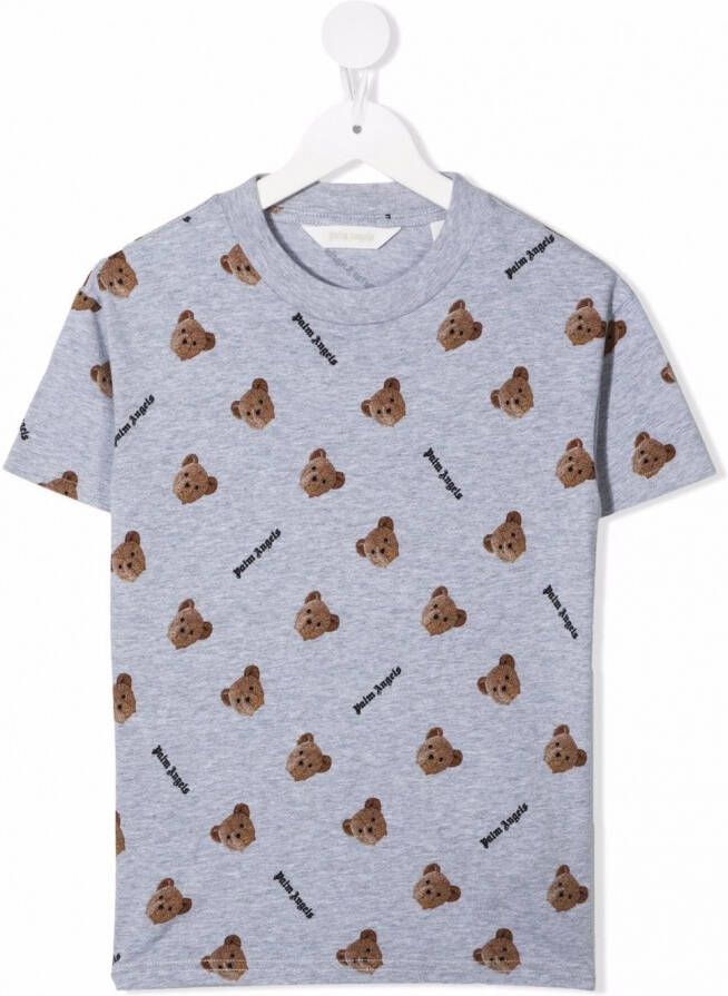 Palm Angels Kids T-shirt met beerpatroon Grijs