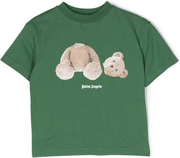 Palm Angels Kids T-shirt met beerprint Groen