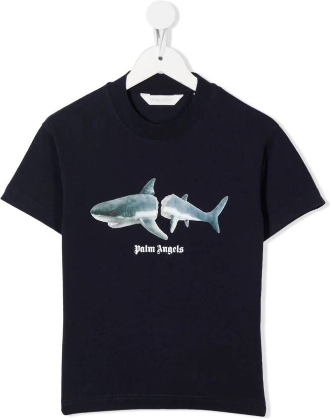 Palm Angels Kids T-shirt met haaiprint Blauw
