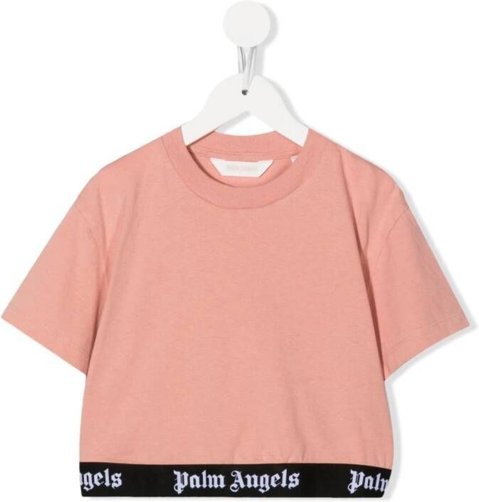 Palm Angels Kids T-shirt met logo taille Roze