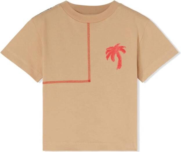 Palm Angels Kids T-shirt met logoprint Beige