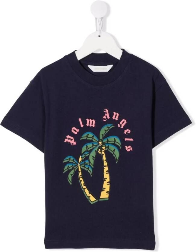 Palm Angels Kids T-shirt met print Blauw