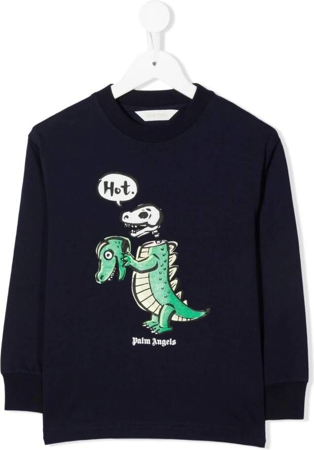 Palm Angels Kids T-shirt met print Blauw