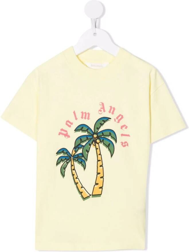 Palm Angels Kids T-shirt met print Geel