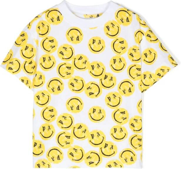 Palm Angels Kids T-shirt met smileyprint Wit