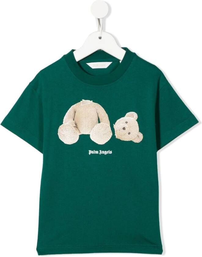 Palm Angels Kids T-shirt met teddybeerprint Groen