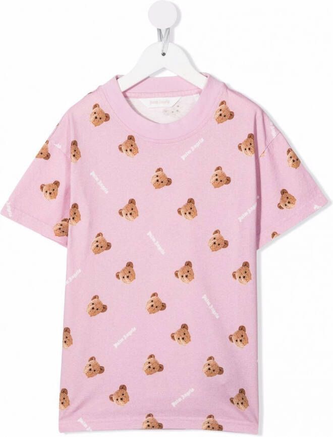 Palm Angels Kids T-shirt met teddybeerprint Roze
