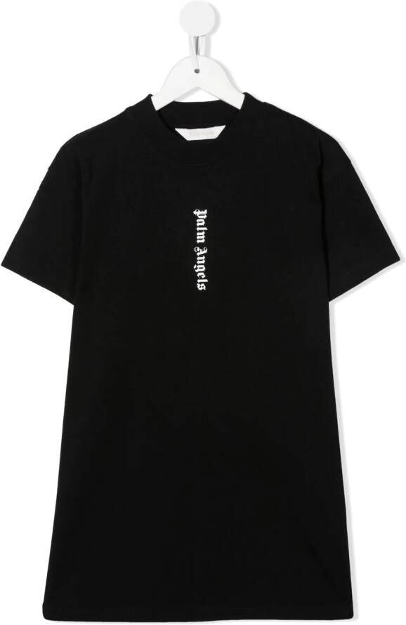Palm Angels Kids T-shirtjurk met logo Zwart