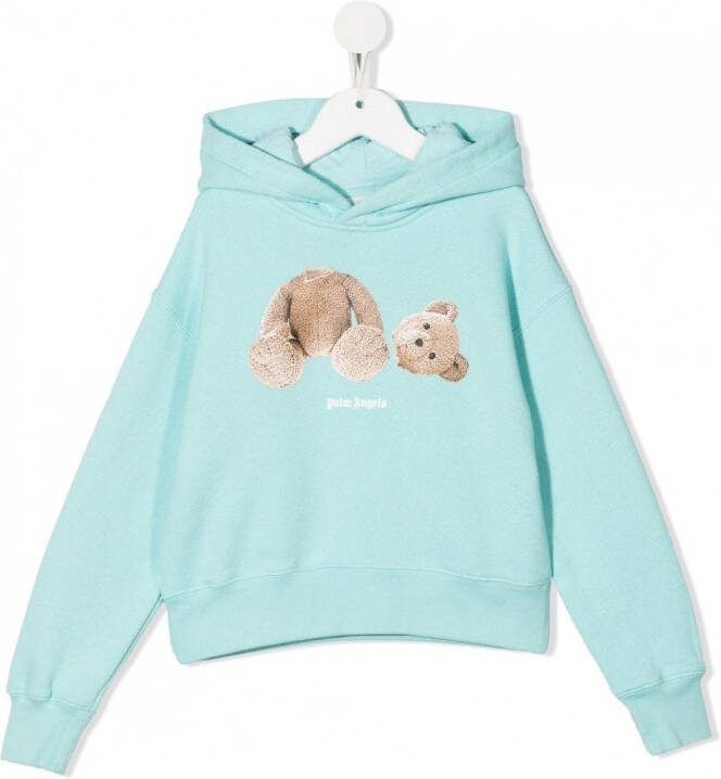 Palm Angels Kids Hoodie met teddybeerprint Blauw