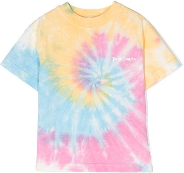 Palm Angels Kids T-shirt met tie-dye print Blauw