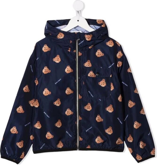 Palm Angels Kids Windjack met beerprint Blauw