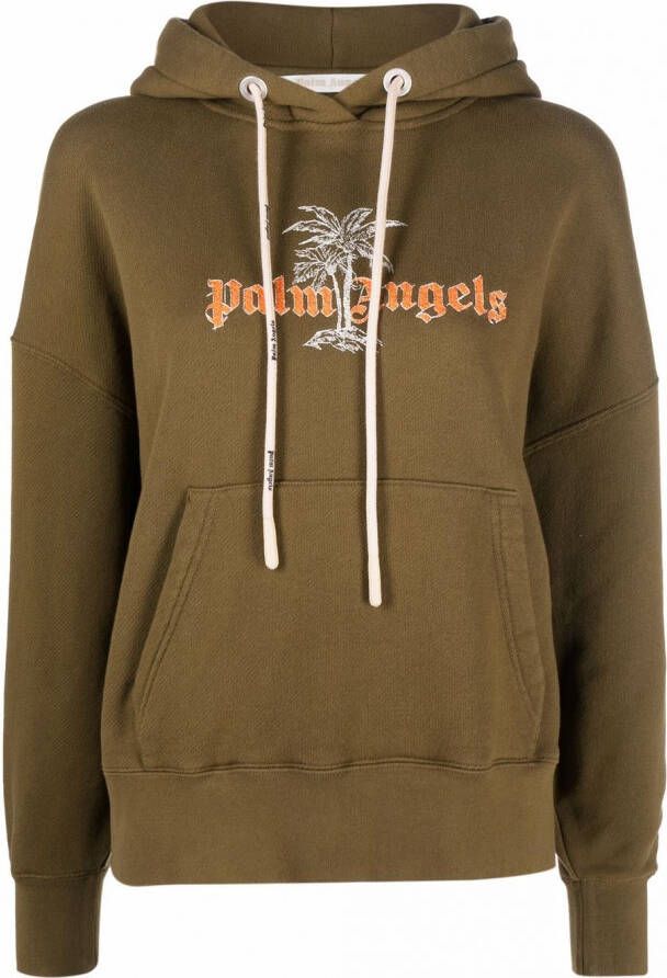 Palm Angels Hoodie met logoprint Groen