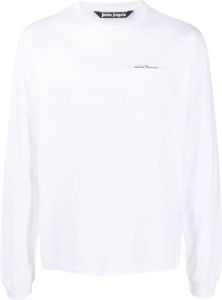 Palm Angels logo-patch long-sleeve T-shirt Wit