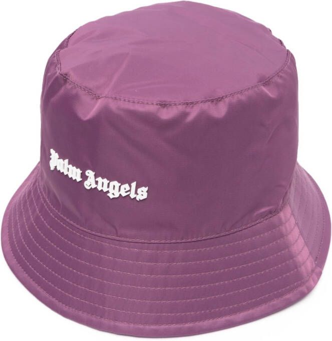 Palm Angels Vissershoed met logoplakkaat Paars