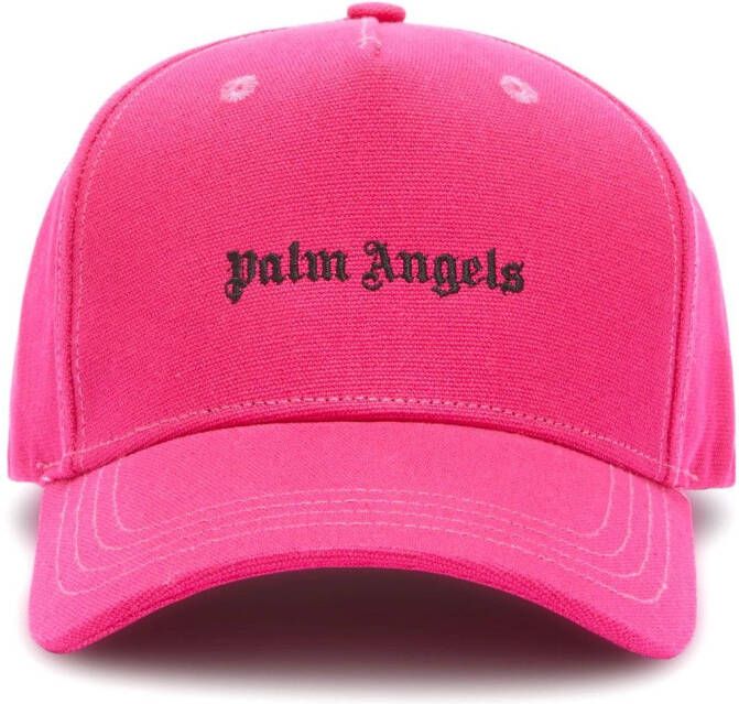 Palm Angels Fuchsia Logo Geborduurde Katoenen Hoed Pink