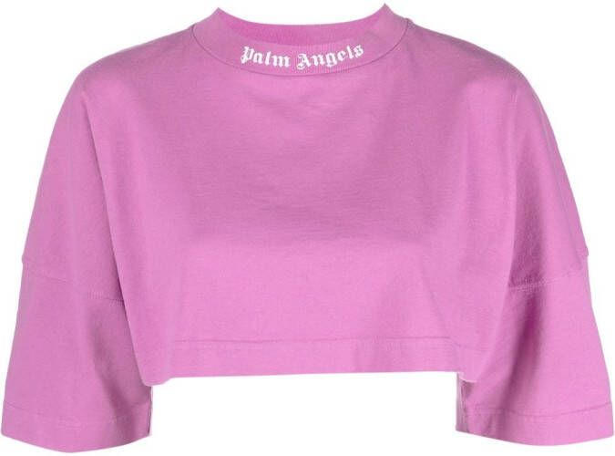 Palm Angels T-shirt met logoprint Paars
