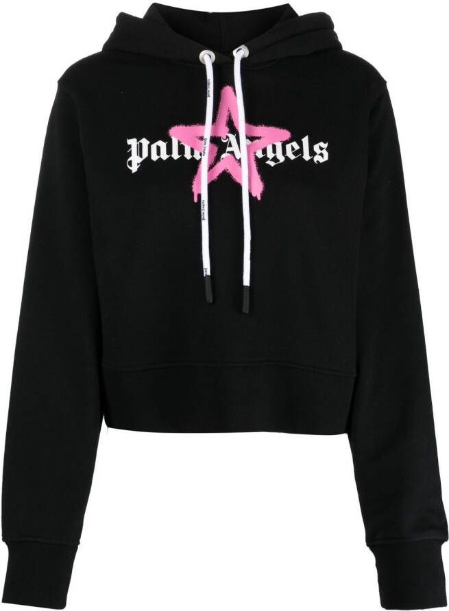 Palm Angels Hoodie met logoprint Zwart