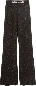Palm Angels logo-print knitted flared trousers Zwart