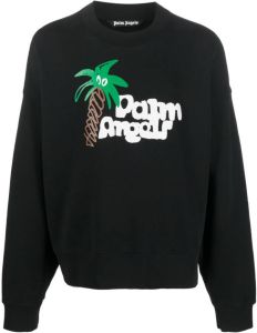 Palm Angels logo-print organic cotton sweatshirt Zwart