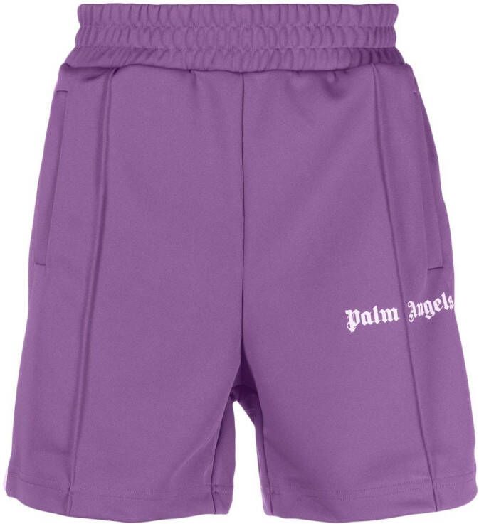 Palm Angels Shorts met logoprint Paars