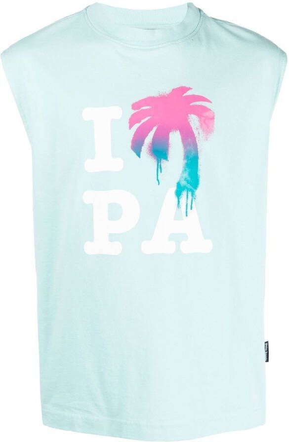 Palm Angels Tanktop met logoprint Blauw