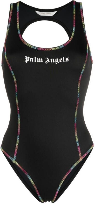 Palm Angels Badpak met logoprint Zwart