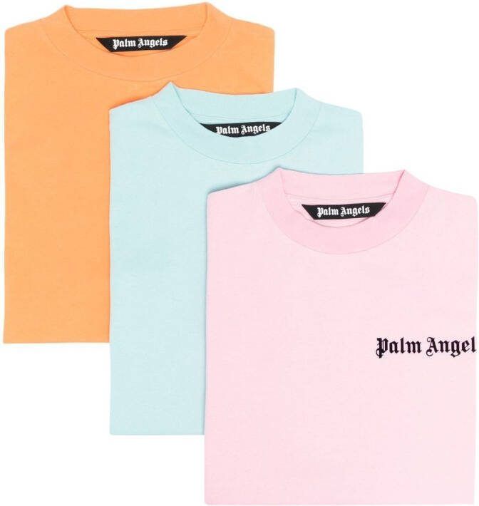 Palm Angels Drie T-shirts met logoprint Oranje
