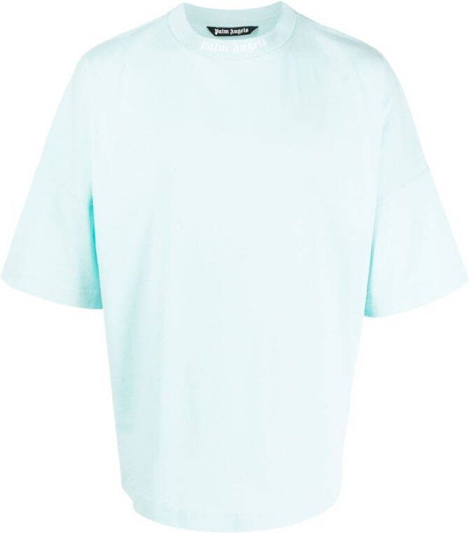 Palm Angels T-shirt met logoprint Blauw