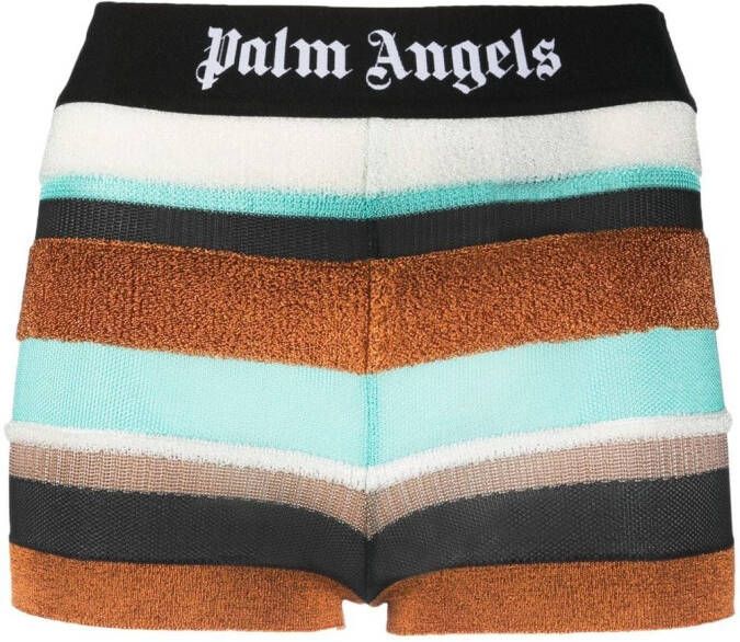 Palm Angels Shorts met logo tailleband Bruin