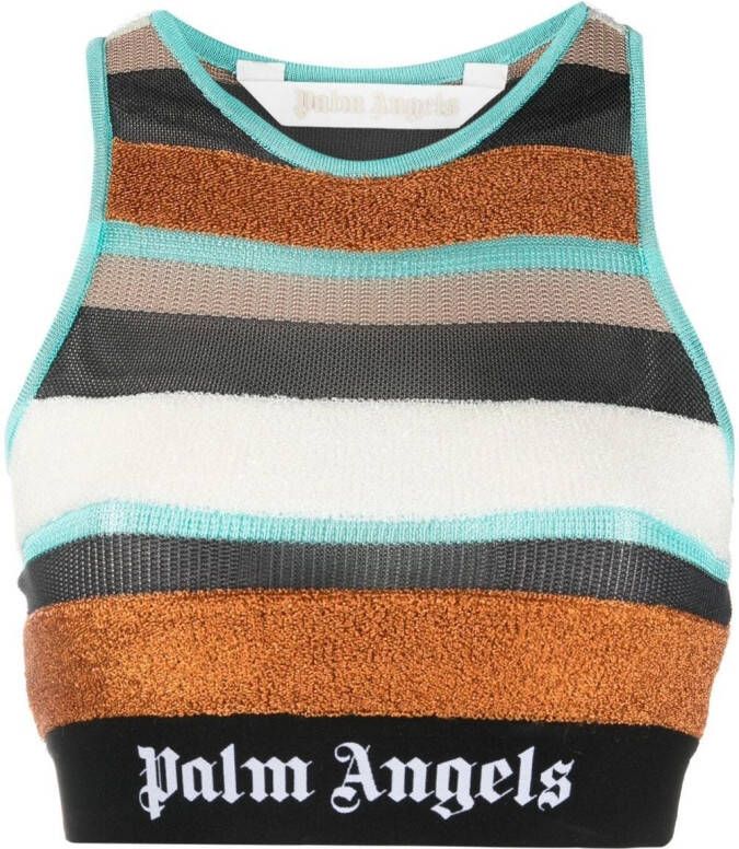 Palm Angels Tanktop met logo tailleband Bruin