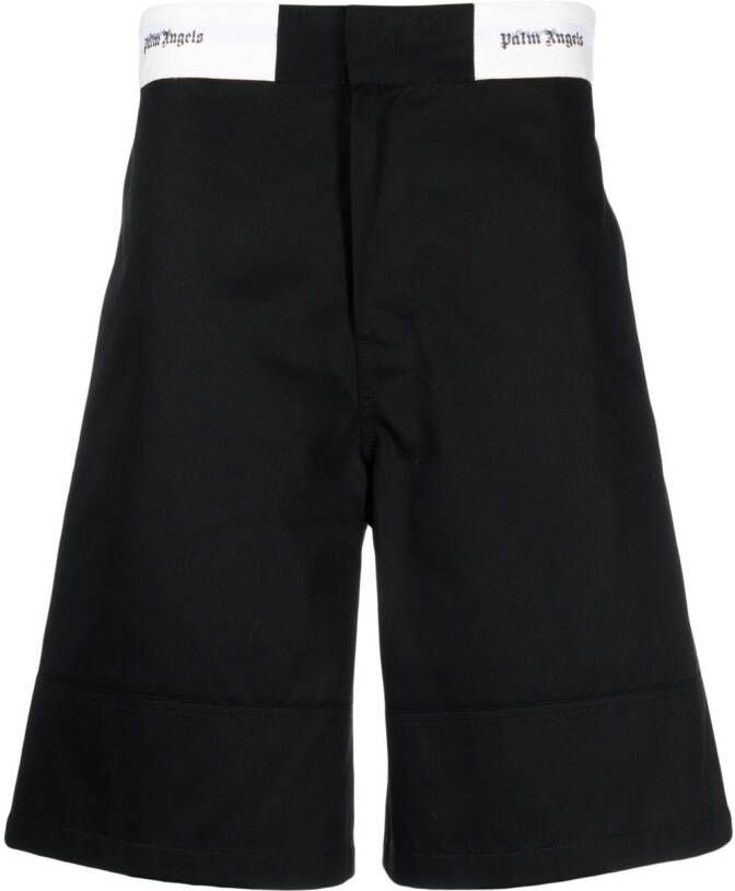 Palm Angels Shorts met logoband Zwart