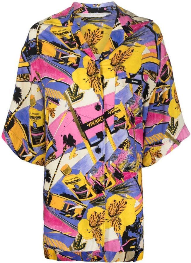Palm Angels Bowlingshirt met print Roze