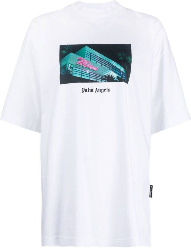 Palm Angels T-shirt met print Wit