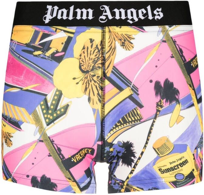 Palm Angels Shorts met logo Zwart