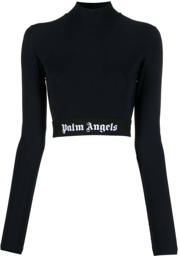 Palm Angels Cropped top met logoband Zwart