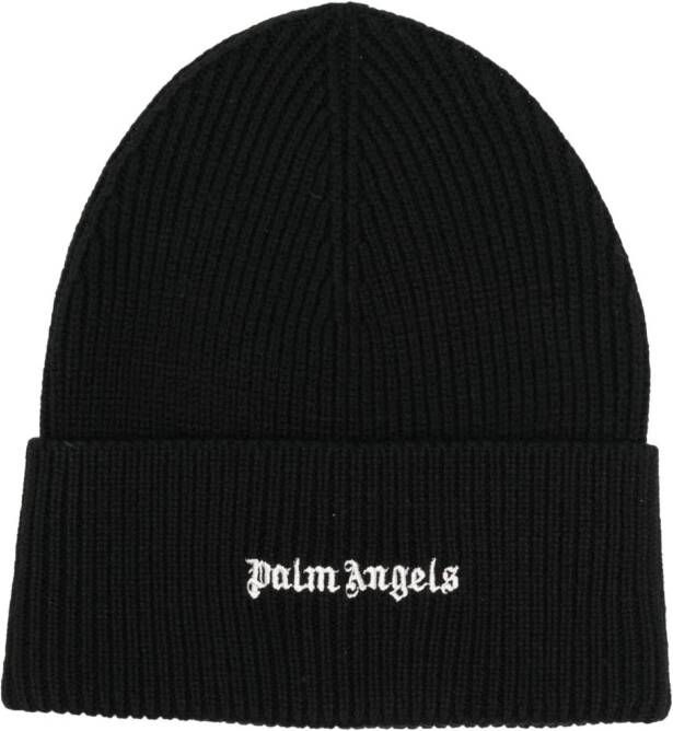 Palm Angels Muts met geborduurd logo Zwart