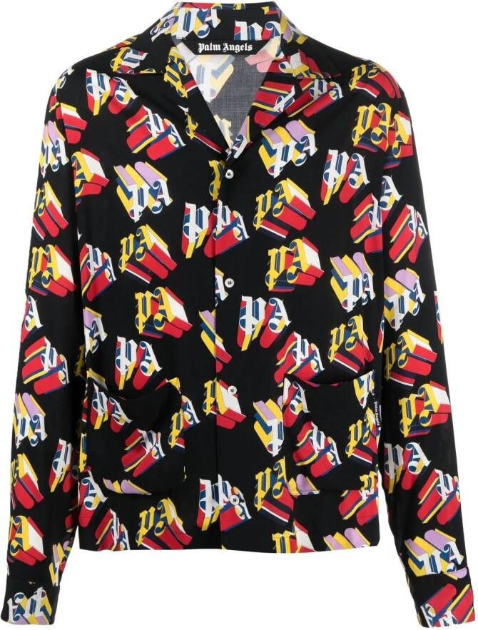 Palm Angels Overhemd met logoprint Zwart