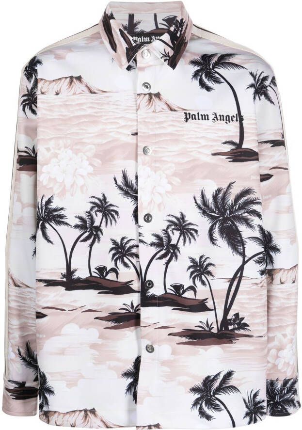 Palm Angels Overhemd met palmboomprint Beige