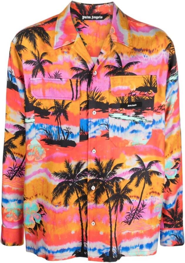 Palm Angels Overhemd met psychedelische print Oranje