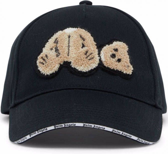 Palm Angels Pet met teddybeer patch Zwart
