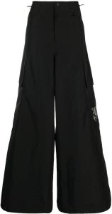 Palm Angels PA Monogram-embroidery wide-leg trousers Zwart