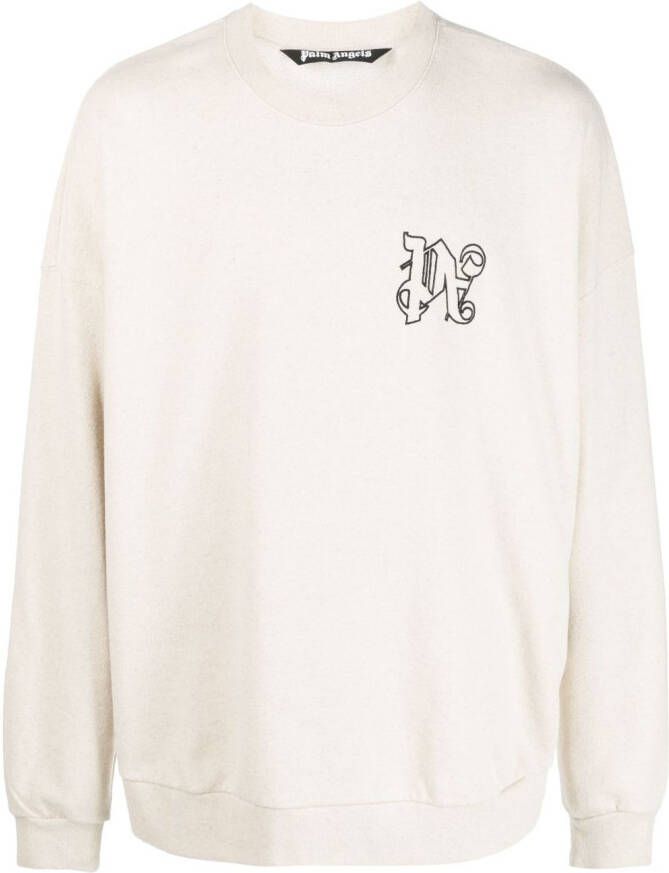 Palm Angels Sweater met logoprint Beige