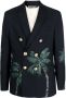 Palm Angels Dubbelbreasted Palm Print Blazer Blue Heren - Thumbnail 1